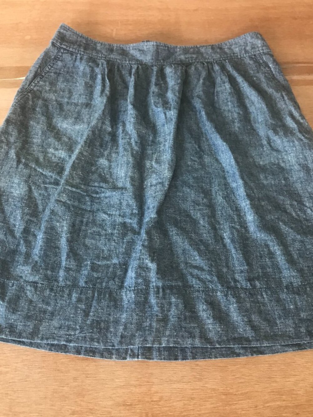 Eileen Fisher Chambray A Line Skirt Women S Gray Pocket Hemp Blend Knee Length